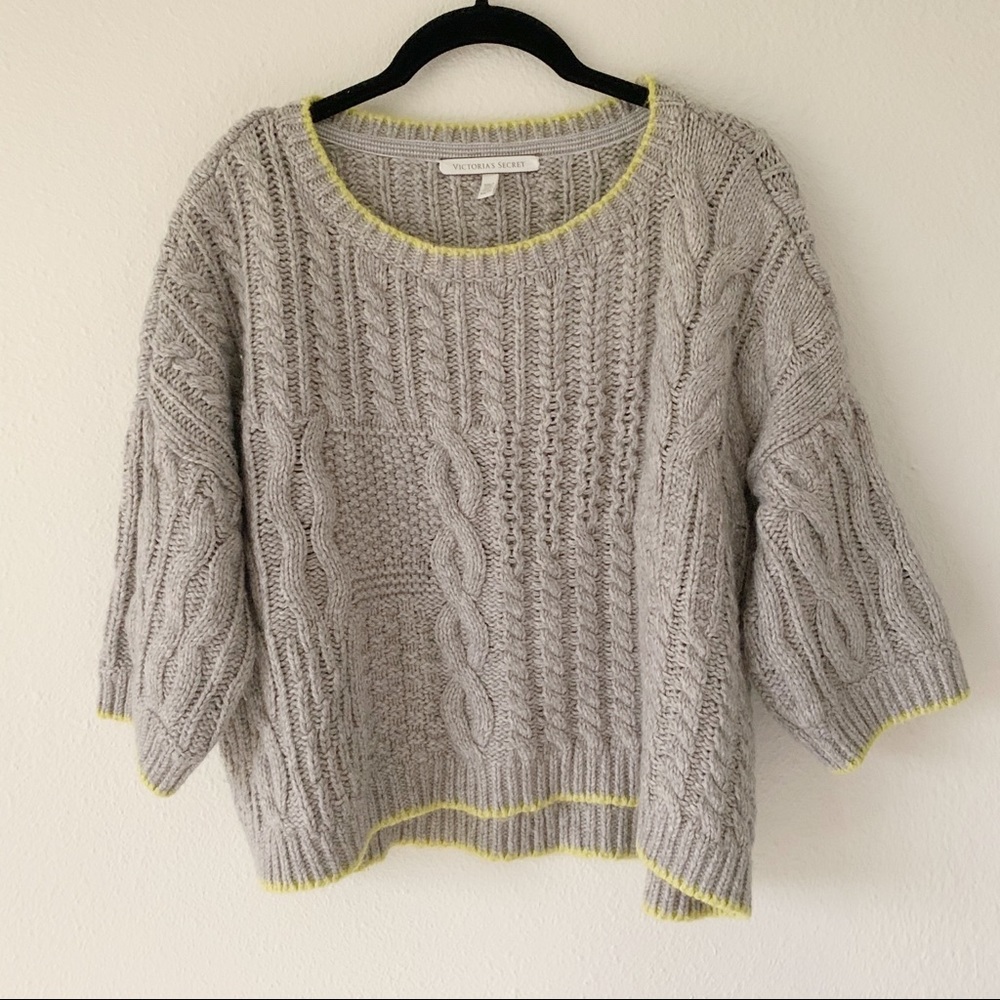 Victoria's Secret Gray and Yellow Chunky Sweater
